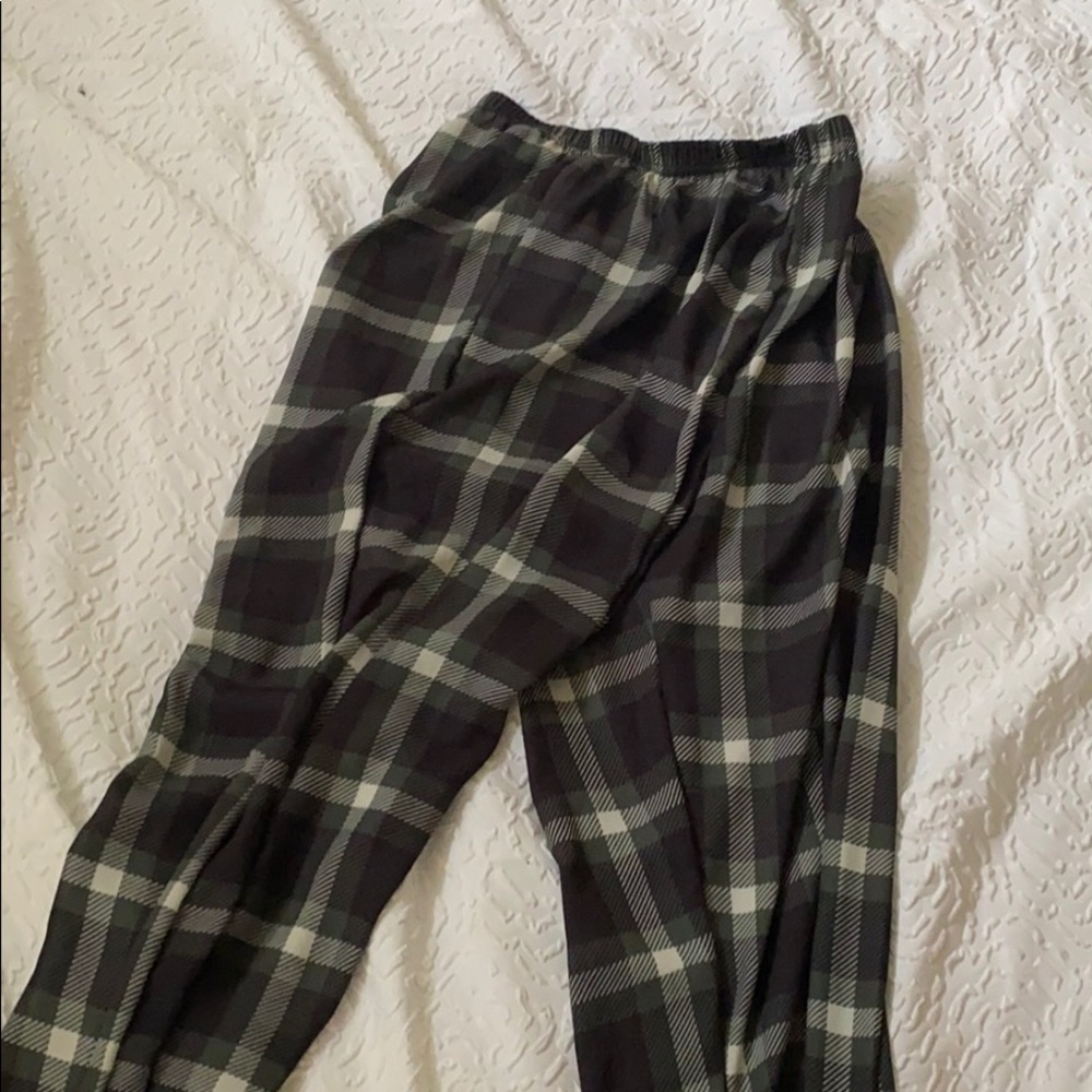 Navy Blue Check Wide Leg Pants